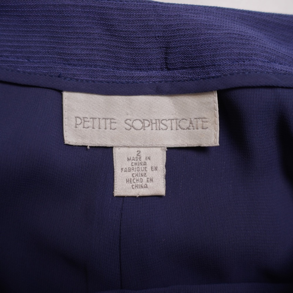Petite Sophisticate Lined Sheer Blue Pants Polyester -2- 27 / 29.5 Mid Rise - Picture 5 of 6